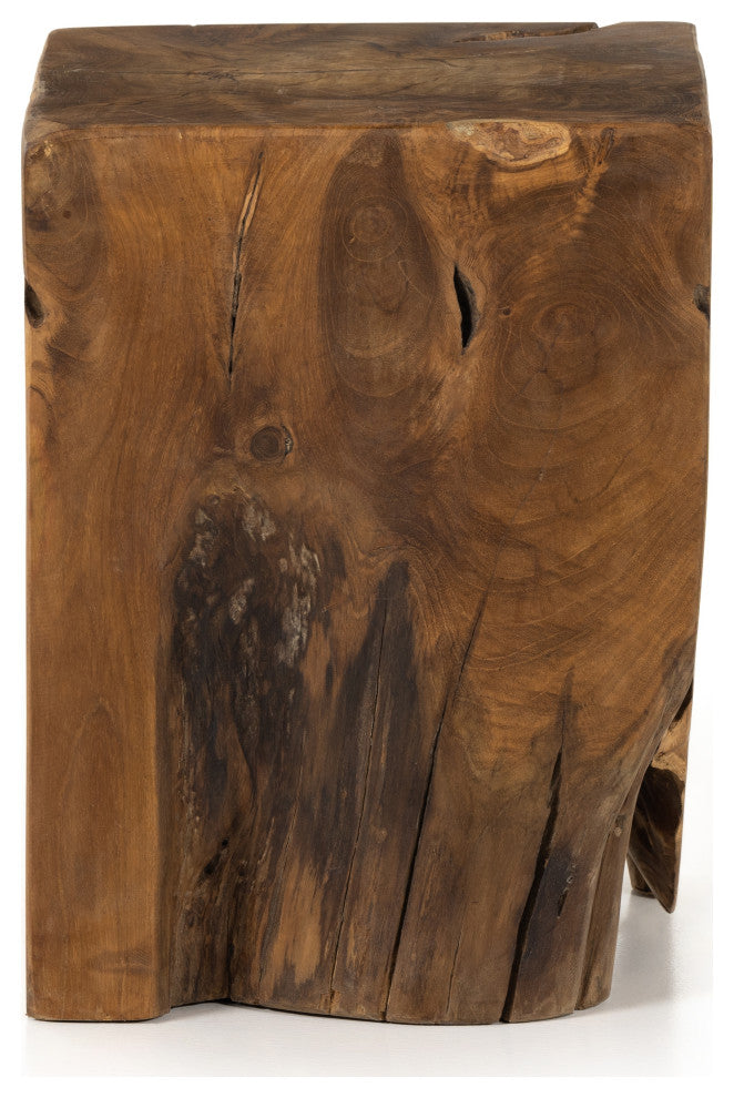 Teak Square Stool-Teak Root
