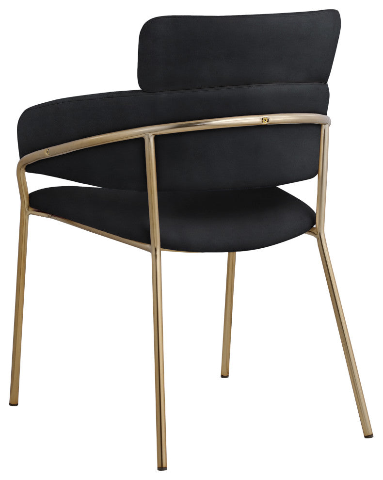 Yara Upholstered Dining Chair (Set of 2), Black, Velvet