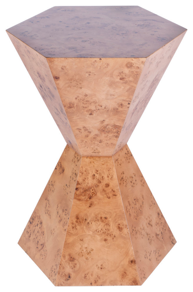 Billie Burl Hexagon Side Table, Traditional Burl