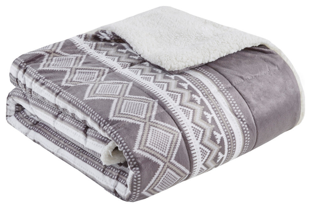 Woolrich Cottage Plaid 50x70" Berber Throw Blanket, Grey