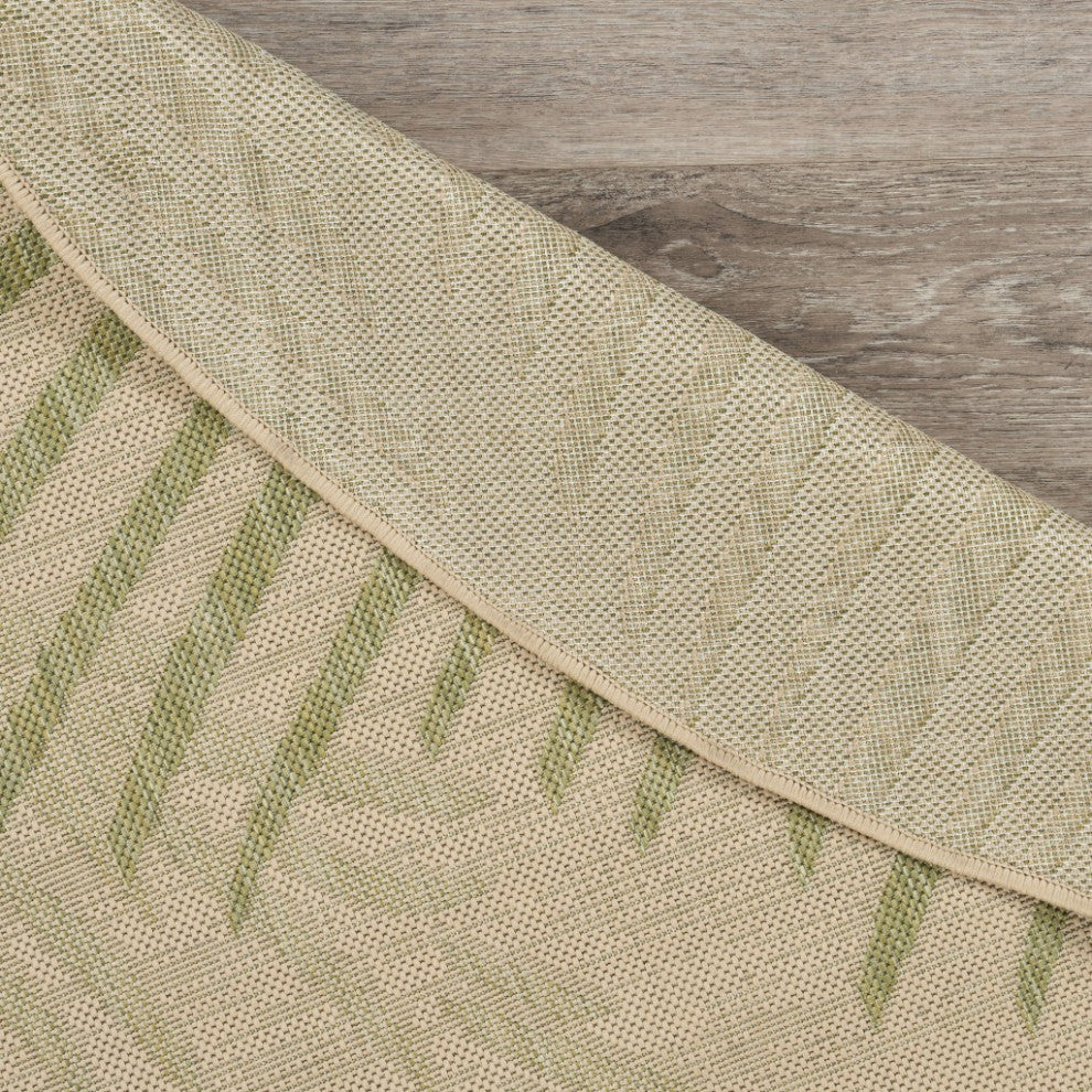 8" Round Green Palms Indoor Outdoor Area Rug