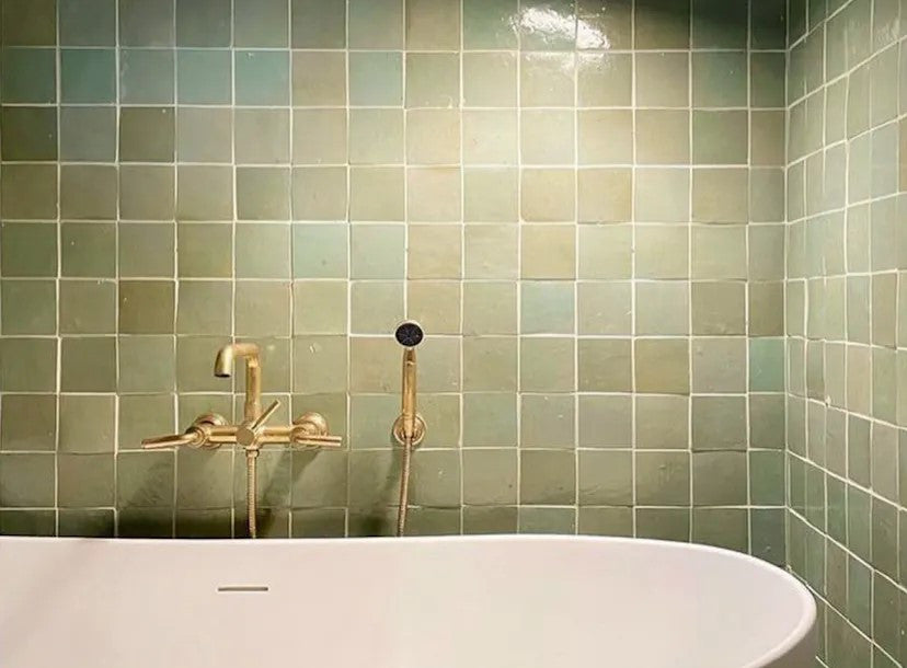 Moroccan Zellige Mosaic 4x4  in Sage Green