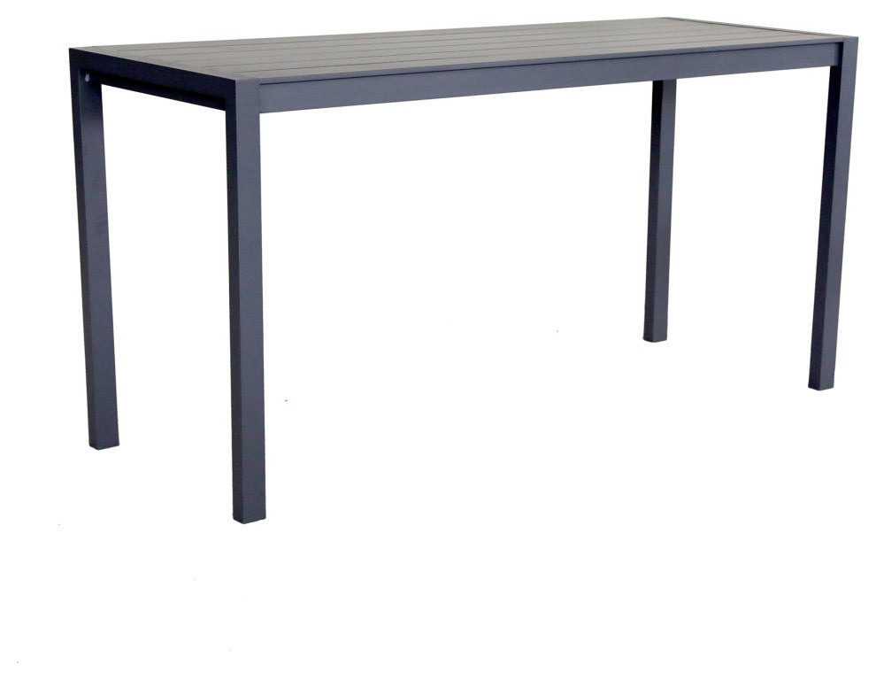Benzara BM284156 Outdoor Bar Table, Cast Aluminum, Powder Coated, Slate Gray