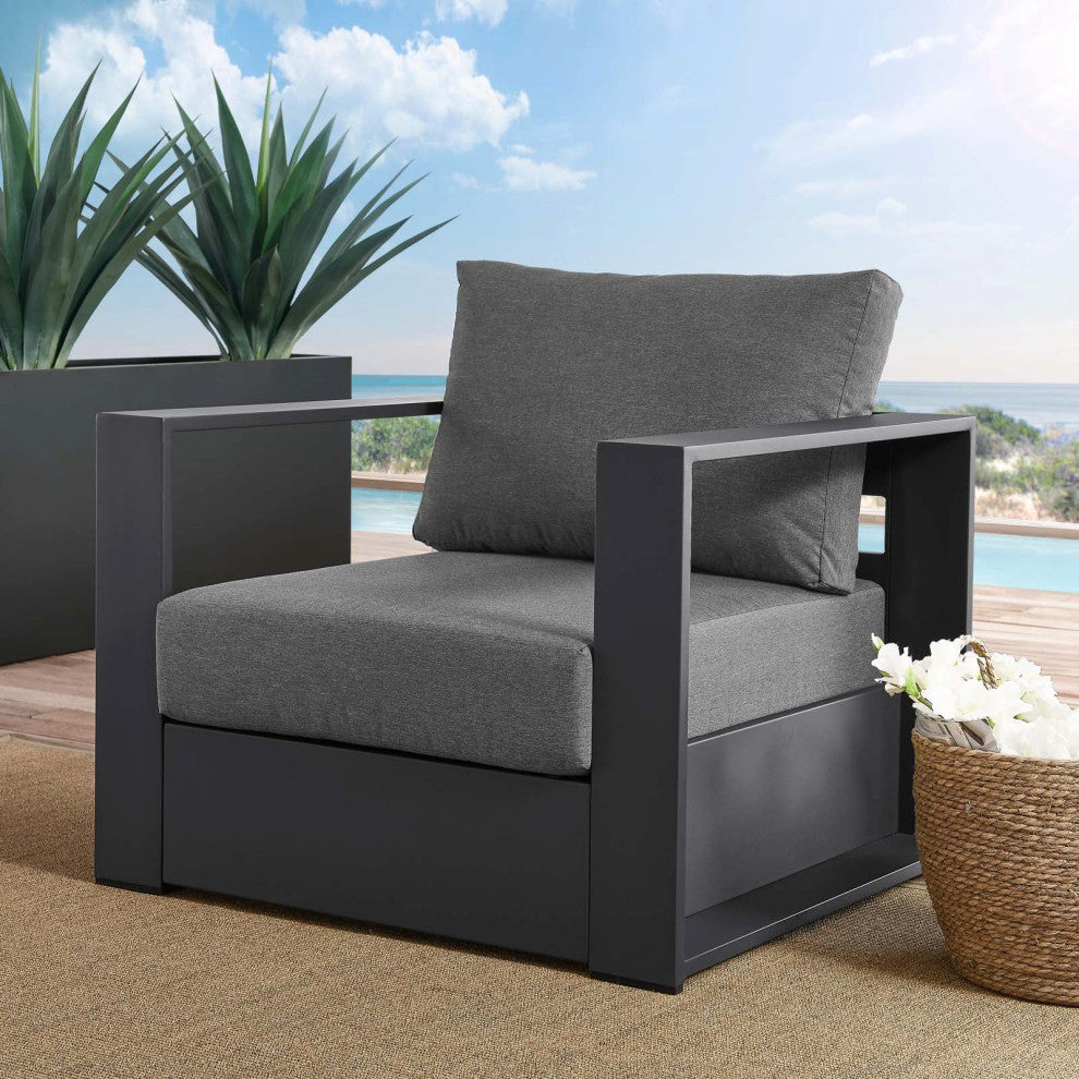 Brentwood Outdoor Patio Powder-Coated Aluminum Armchair, Charcoal