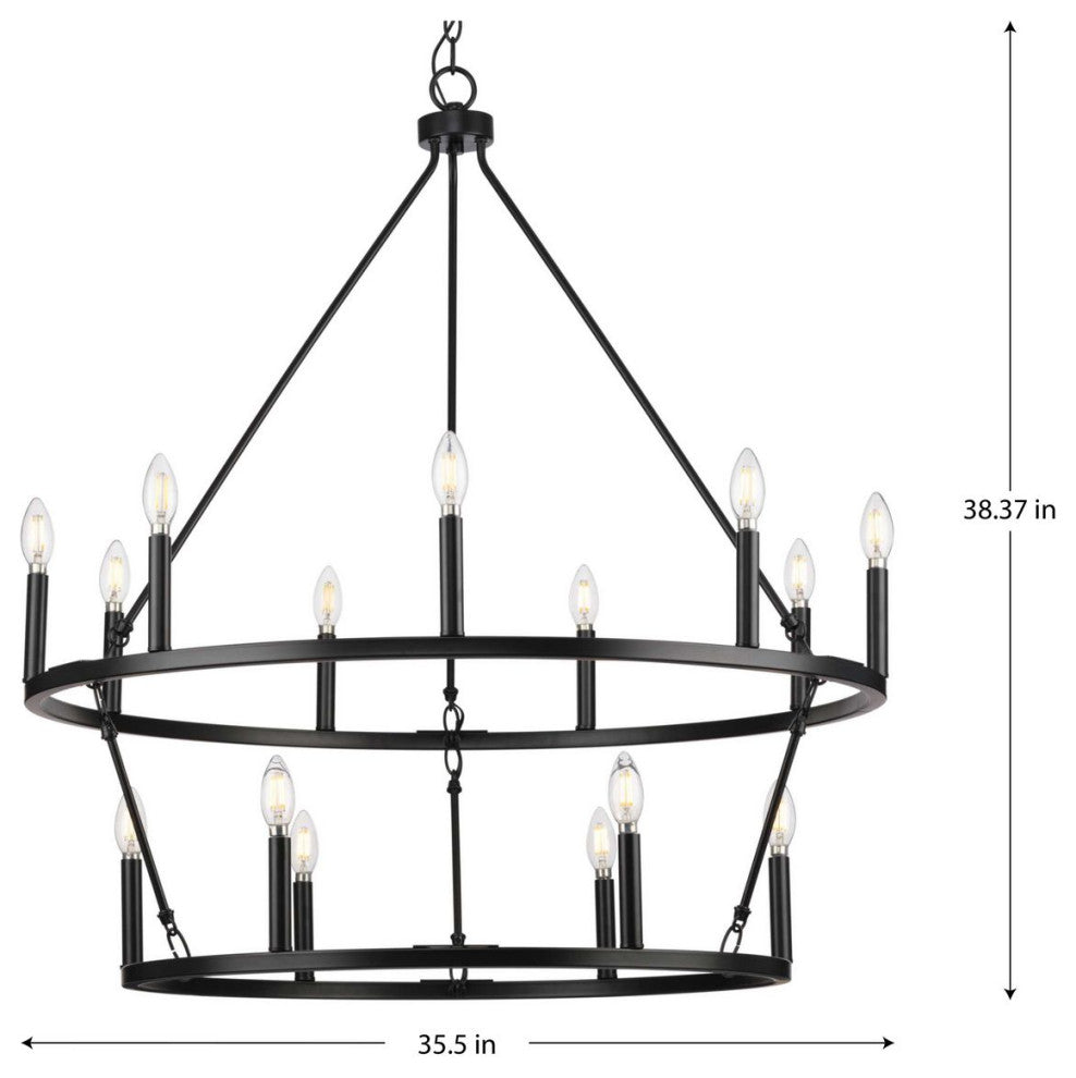 Gilliam Collection Nine-Light Matte Black New Traditional Chandelier