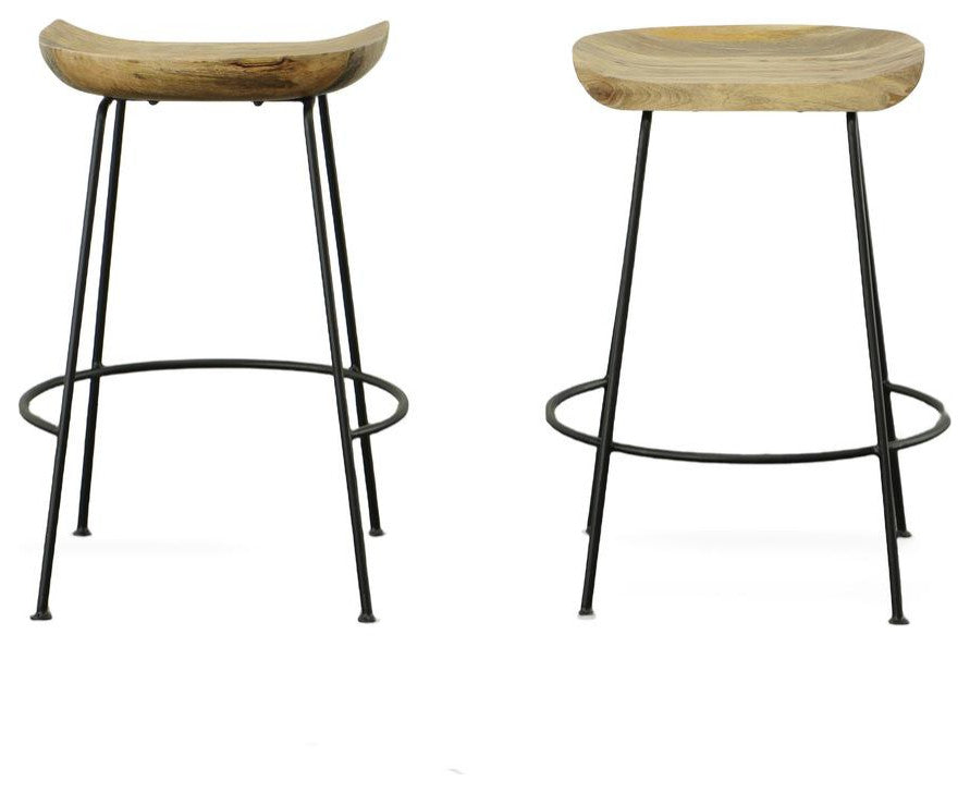 Diya 24.5 Counter Stool - Set of 2 - Natural Seat - Black Base