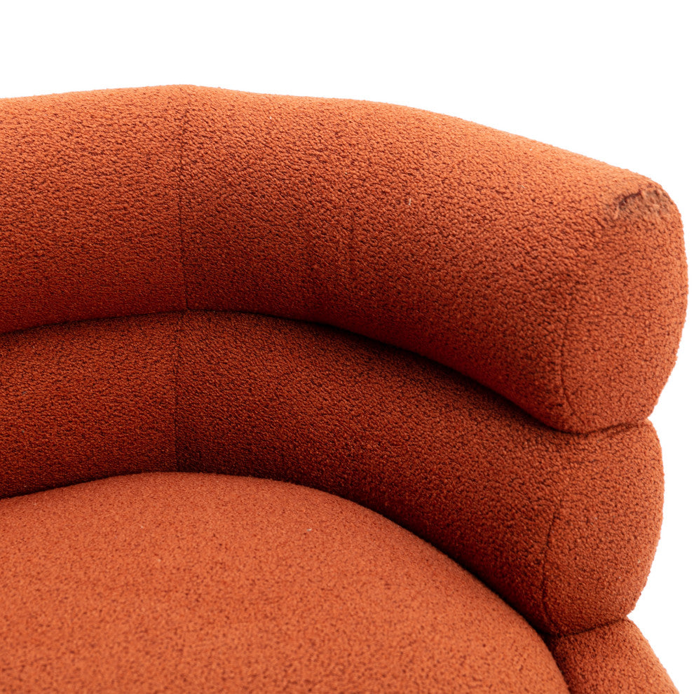53" Round Arm Settee with Metal Legs, Orange, 53"