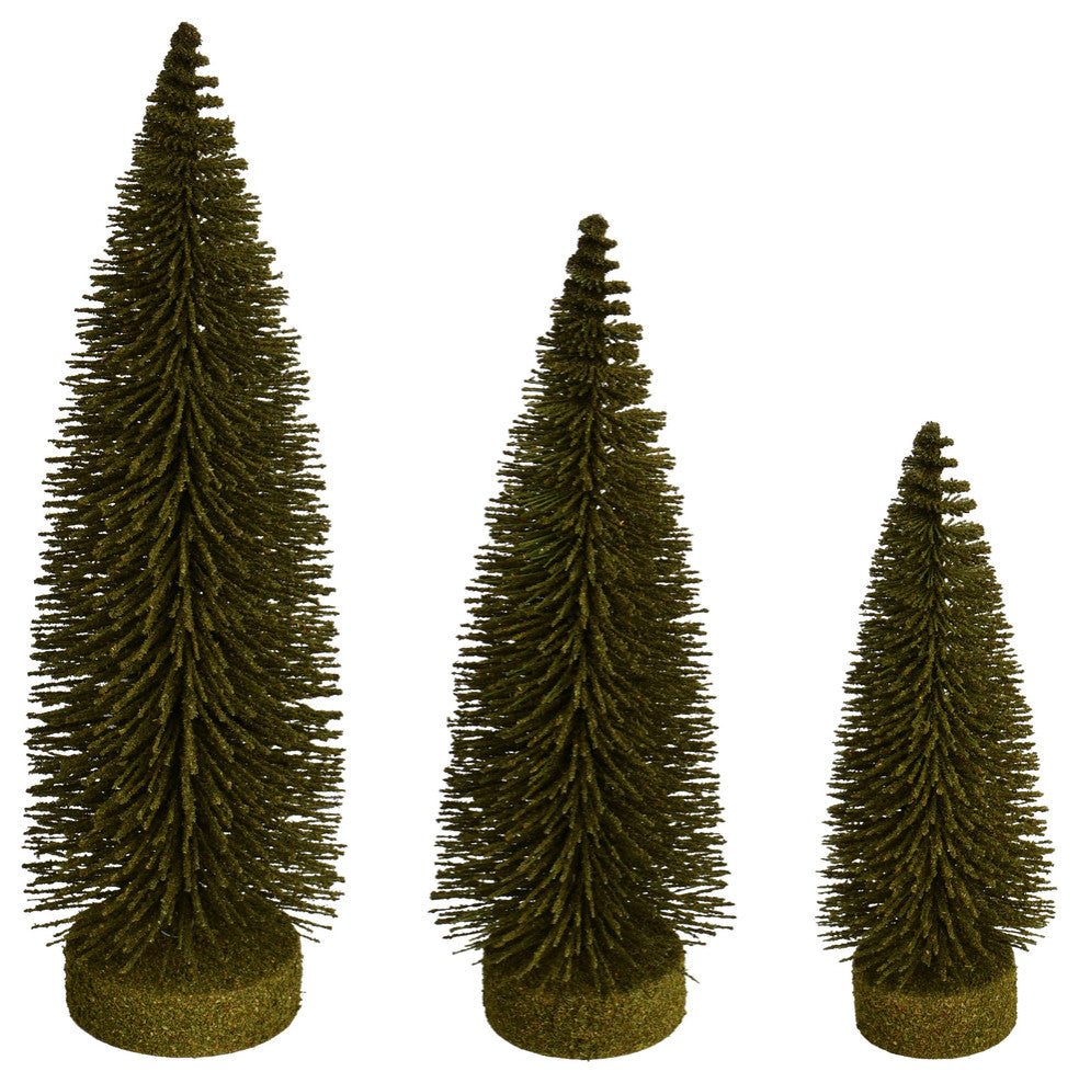 Vickerman Ls190790 7"-9"-11" Green Oval Pine Artificial Christmas Tree, Set of 3