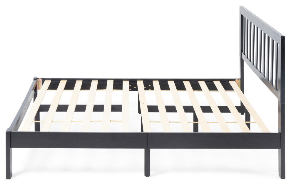 Braxton Modern Farmhouse Acacia Wood Queen Bed Platform, Black