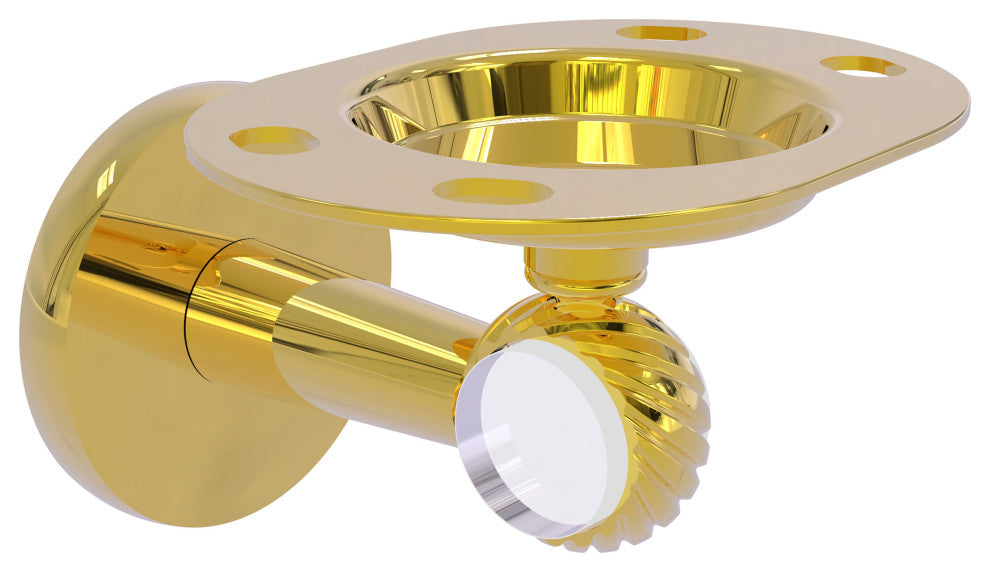 Clearview Tumbler and Toothbrush Holder with Twisted Accents, Polished Brass