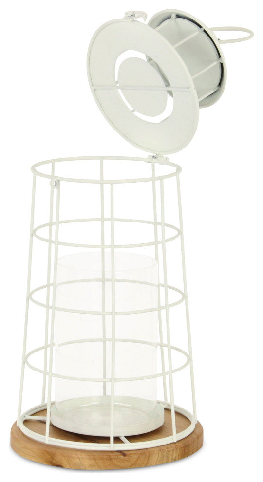 Caler White Lighthouse Styled Metal Lantern - Large