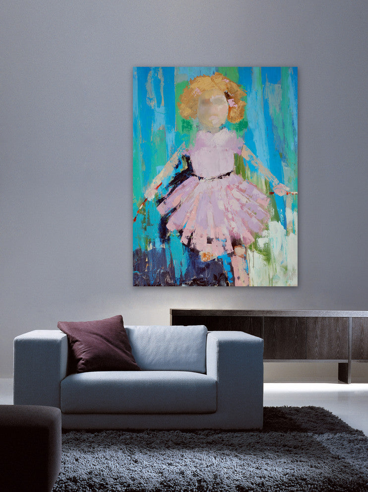 "Jump Rope Girl" Painting Print on Wrapped Canvas, 30"x39"