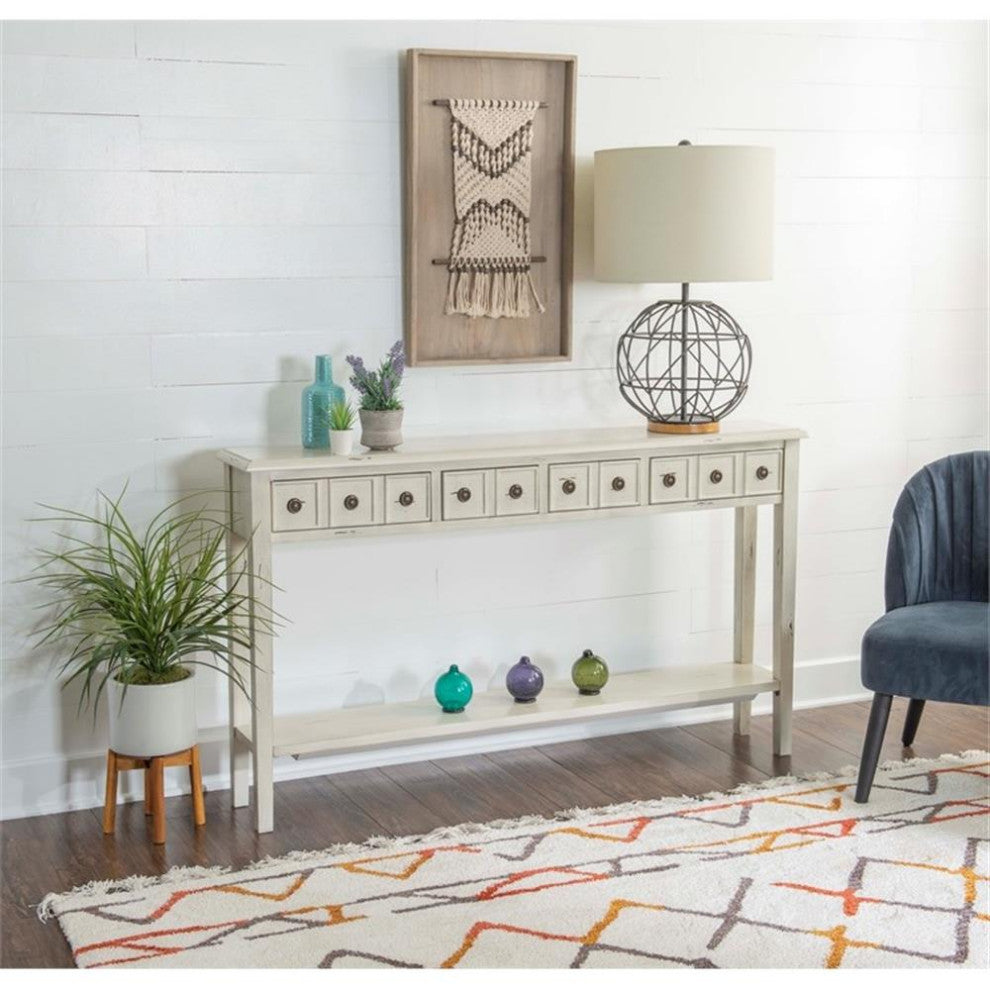 Linon Sadie Long Wood Console Table in Cream
