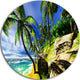 Palms In Hawaii Island Beach, Modern Seascape Disc Metal Wall Art, 36"
