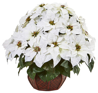 Poinsettia Artificial Arrangement, Decorative Planter