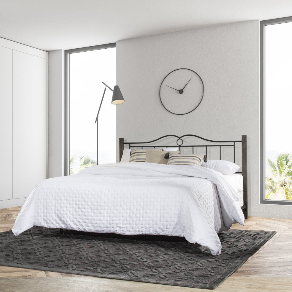 Hillsdale Dumont Metal King Headboard With Wood Post and Frame