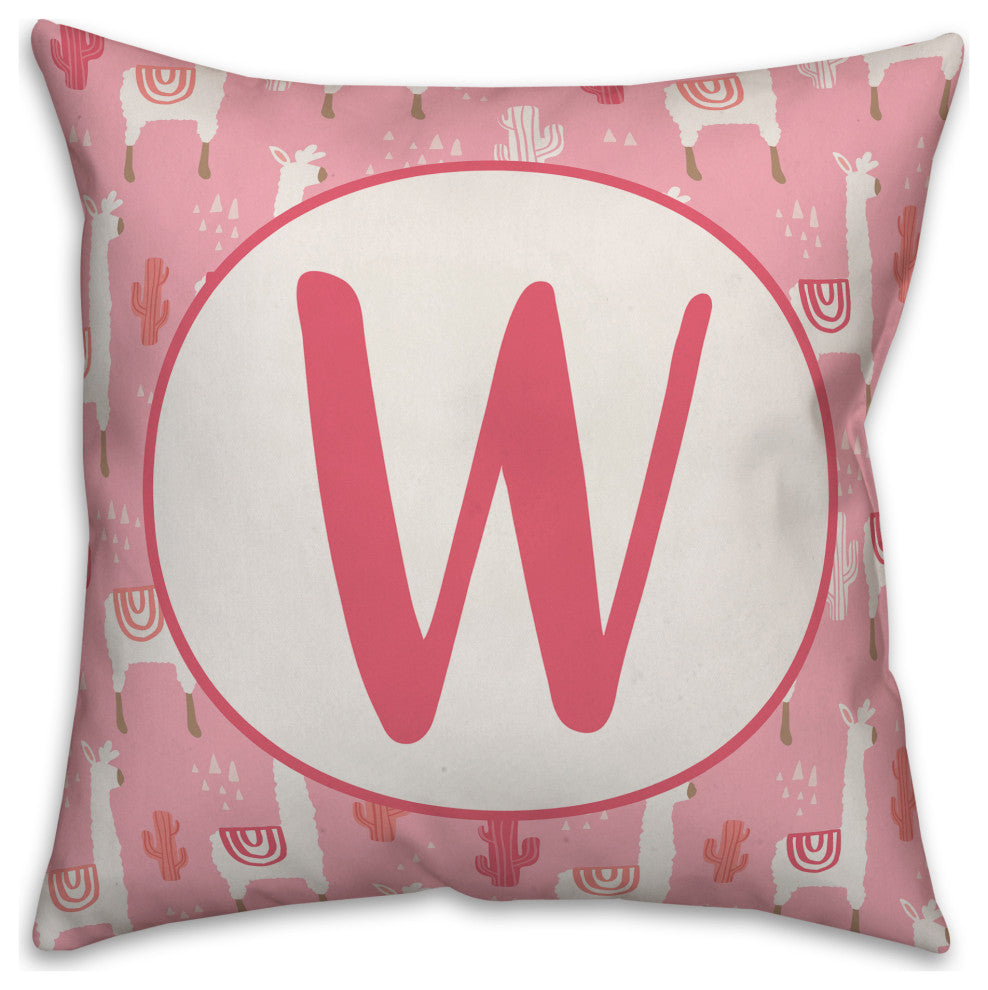 Monogram Lllama Pattern - W 16x16 Spun Poly Pillow