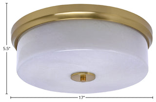 17" 4-Light Flush Mount Light, New Age Brass, White Marble Glass