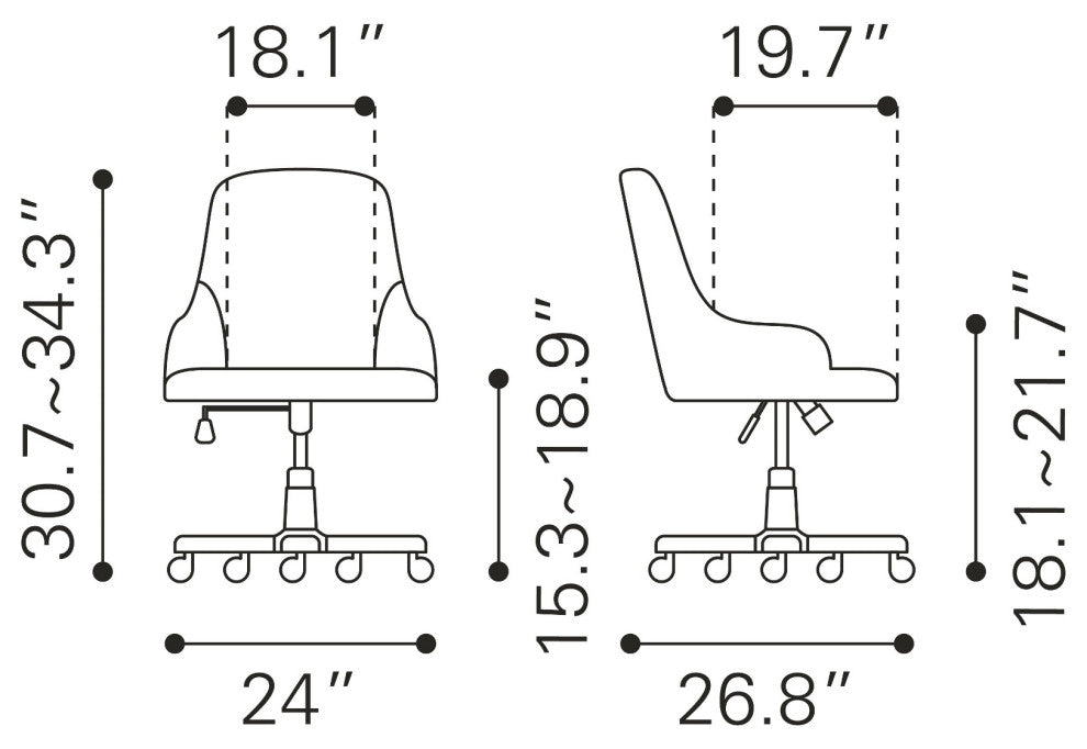 Computer Work Chair, Steel Metal, Fabric, Brown, Gold, Home Business Office