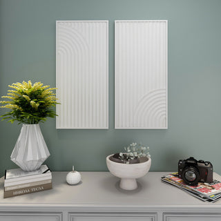 Saanvi Metal Wall Decor, White, Set of 2