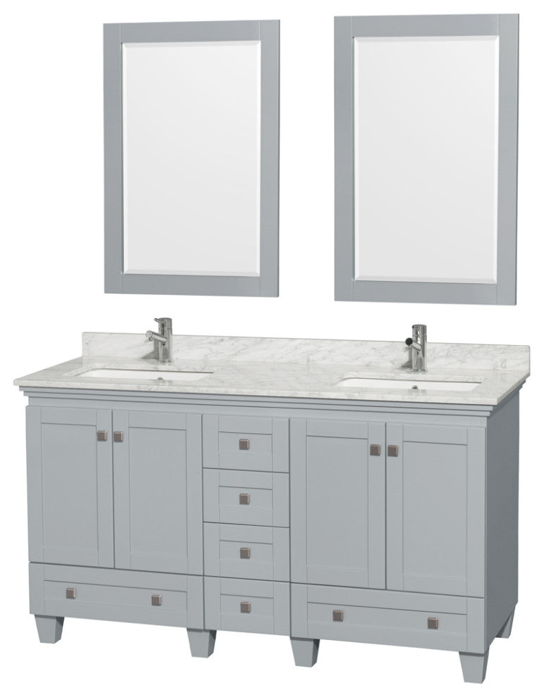 Wyndham WCV800060DOYCMUNSM24 Double Bathroom Vanity with White Carrera Marble To