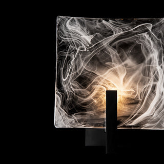 Arc Large 1-Light Bath Sconce, Black Finish, White Swirl Glass