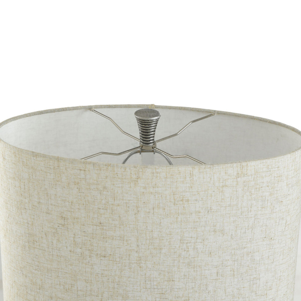 Haver Hill Table Lamp Brushed Brown and Gold Polyresin Body Oatmeal Shade