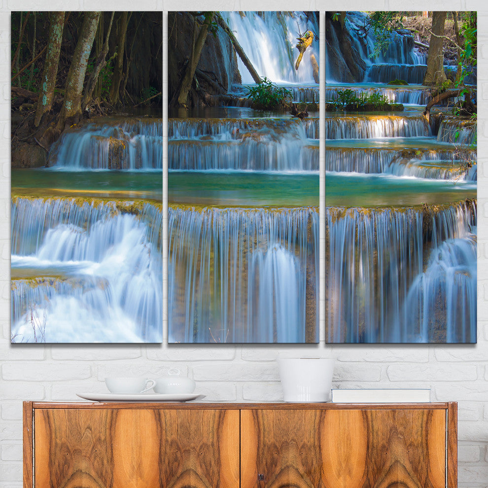 "Deep Forest Waterfall Thailand" Photo Canvas Print, 3 Panels, 36"x28"