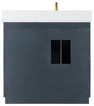 Gazsi Charcoal Blue Bathroom Vanity Set, 36", With Mirror