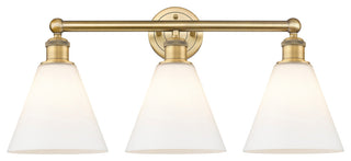 Berkshire 3-Light 26" Bath Vanity Light, Brushed Brass Finish, Matte White Shade