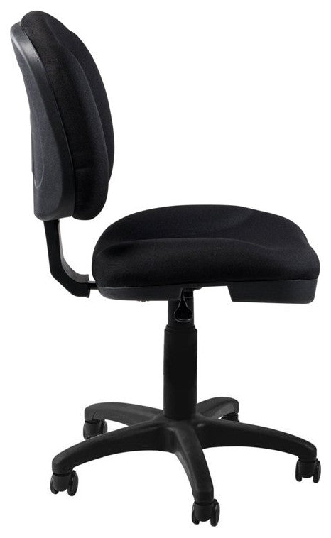 Classic Office Chair, Armless Design With Padded Seat & Reinforced Back, Black