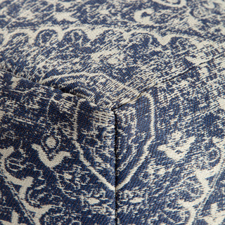 Hanalei 20" x 20" x 20" Blue and Ivory Pouf