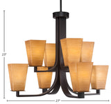 Apollo 8-Light Chandelier, Dark Granite/Cayenne Linen