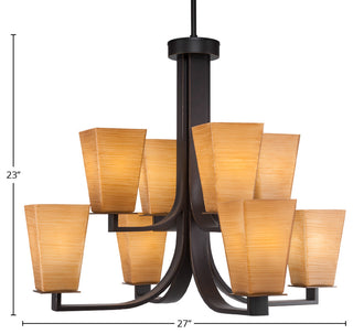 Apollo 8-Light Chandelier, Dark Granite/Cayenne Linen