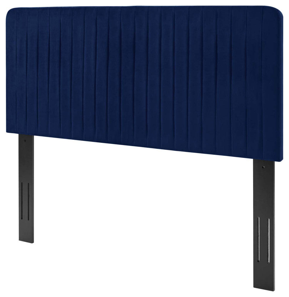 Tufted Headboard, Twin Size, Velvet, Blue Navy, Modern Contemporary, Bedroom