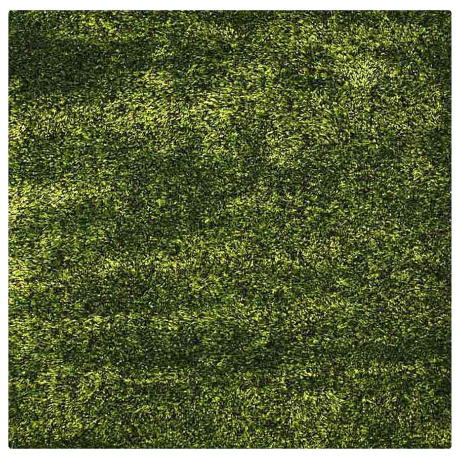 Hand Tufted Shag Polyester Area Rug Solid Green, [Square] 6'x6'
