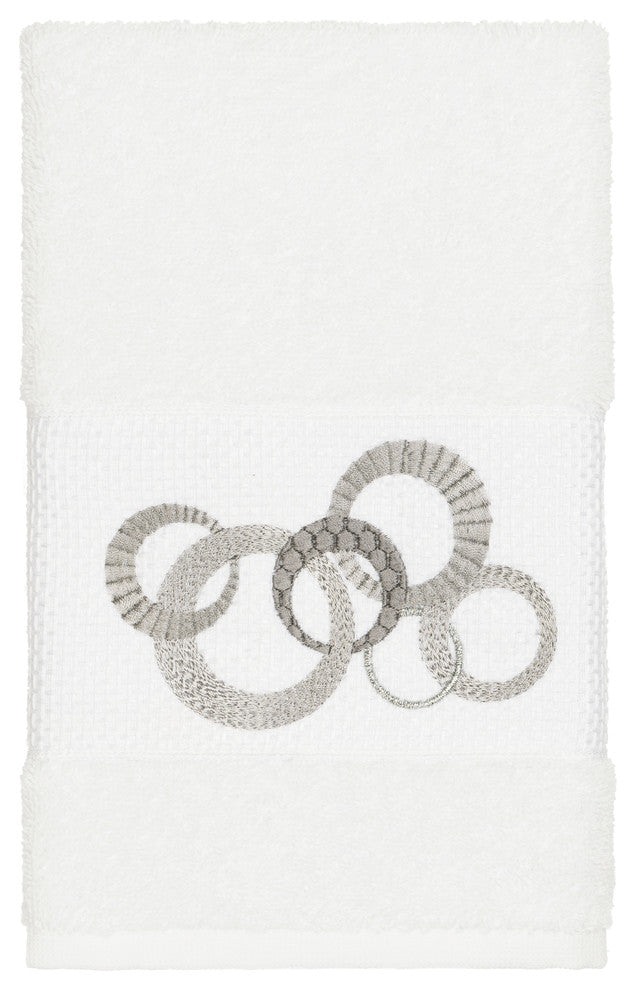 Linum Home Textiles Annabelle Embellished, White, Embellished Towel, 8-Piece Set