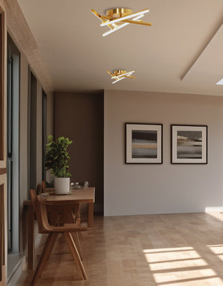 Carly Flush Mount, 43W, Aged Brass, White Silicone Diffuser