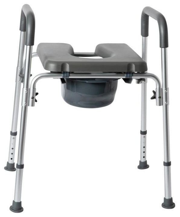 Hercules Shower Commode Chair with Safety Rail, Height Adjustable Frame, Gray