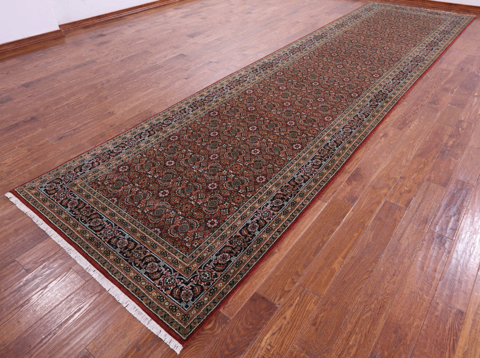 Persian Hill Herati Hand Knotted Wool Rug 4' 9" X 17' 11" - Q13162