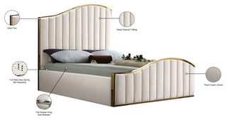 Jolie Black Velvet King Bed, Cream, King