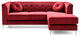 Pompano 83 in. Burgundy Tufted Velvet Sectional With 2-Throw Pillow