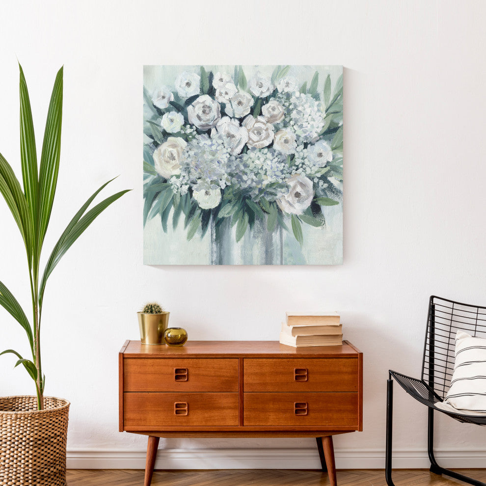Roses and Hydrangeas Bouquet 2 24x24 Canvas Wall Art