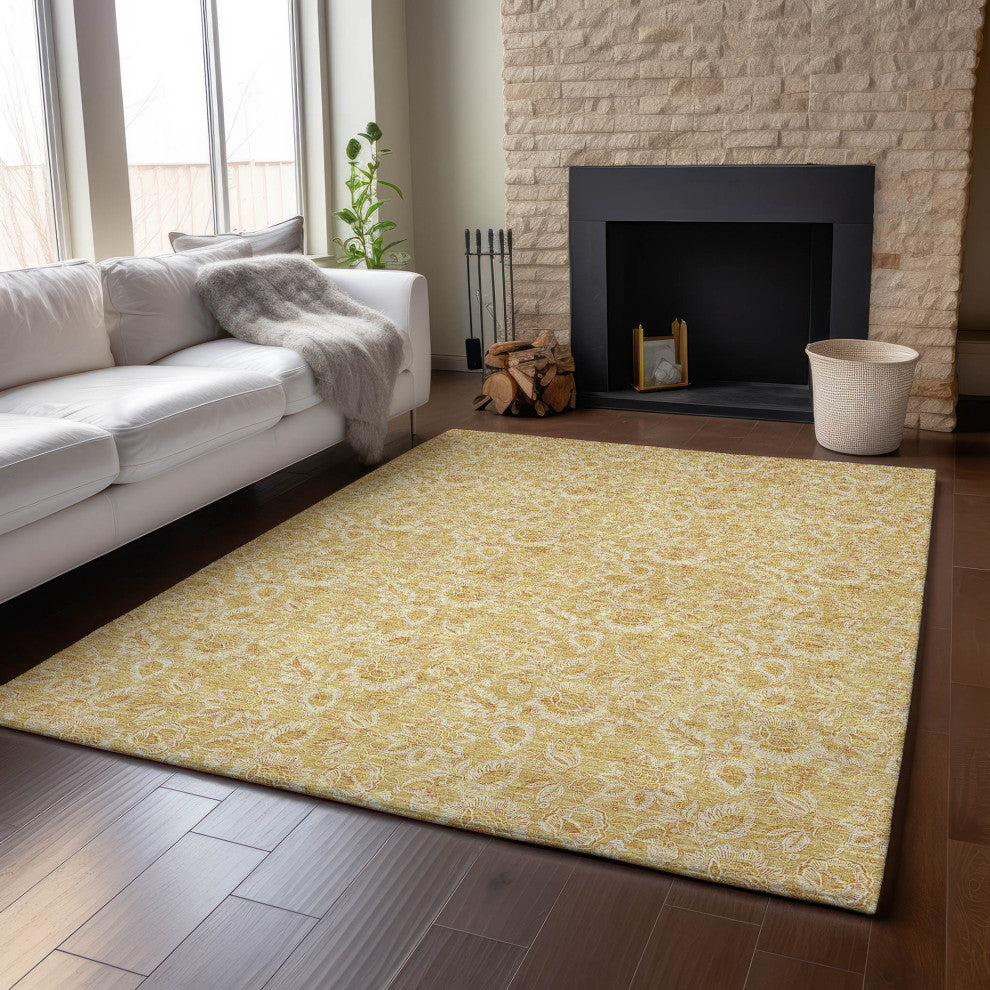 Premium Machine Washable Mayfield AMF661 Gold 8' x 10' Rug