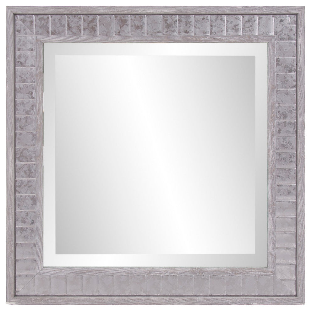 Warm Gray Faux Wood Square Mirror