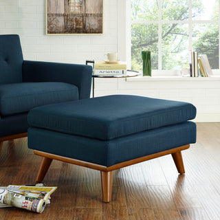 Modern Azure Engage Upholstered Fabric Ottoman