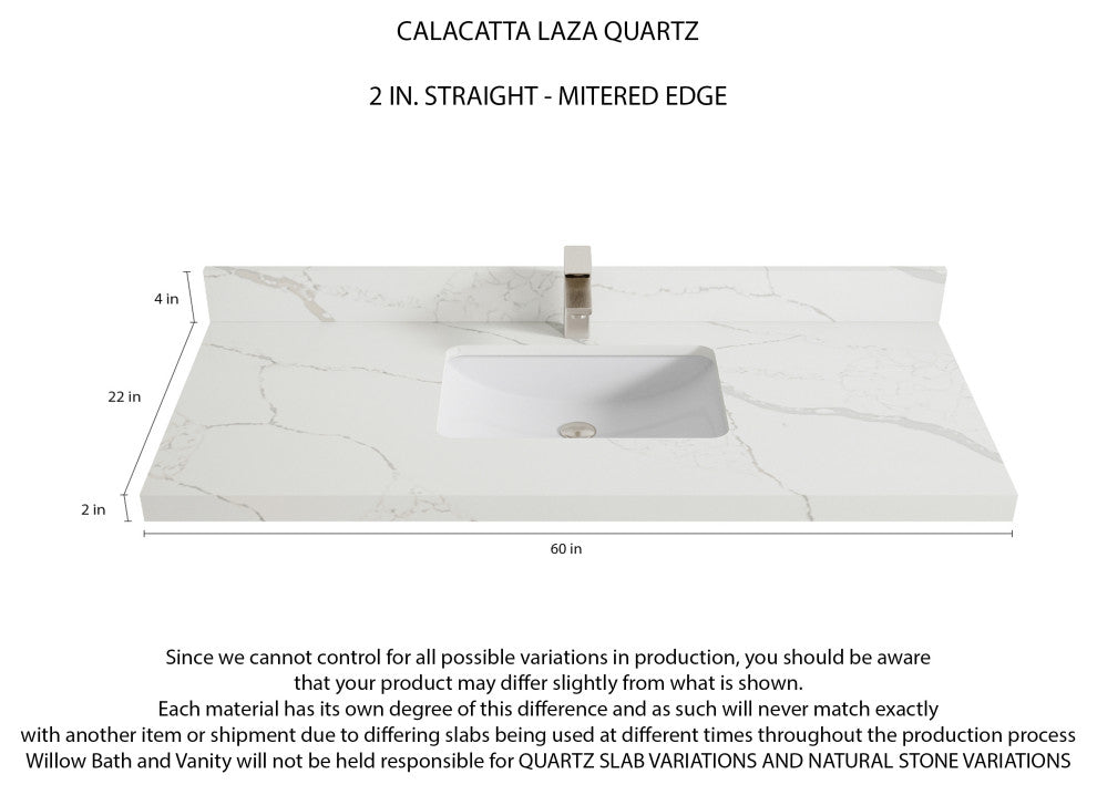 Sonoma 60 Single Bathroom Vanity in Light Natural Teak with 2" Calacatta Laza