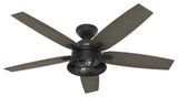 Hunter Hampshire Ceiling Fan, LED Light Kit, Handheld Remote, Matte Black