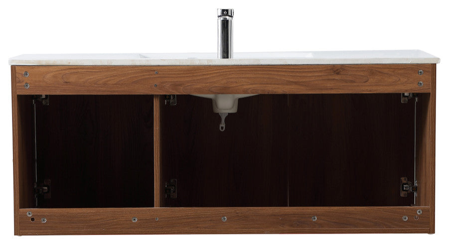 Single Bathroom Floating Vanity, Walnut Brown, 48"