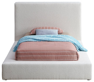 Terra Boucle Fabric Upholstered Bed, Cream, Twin
